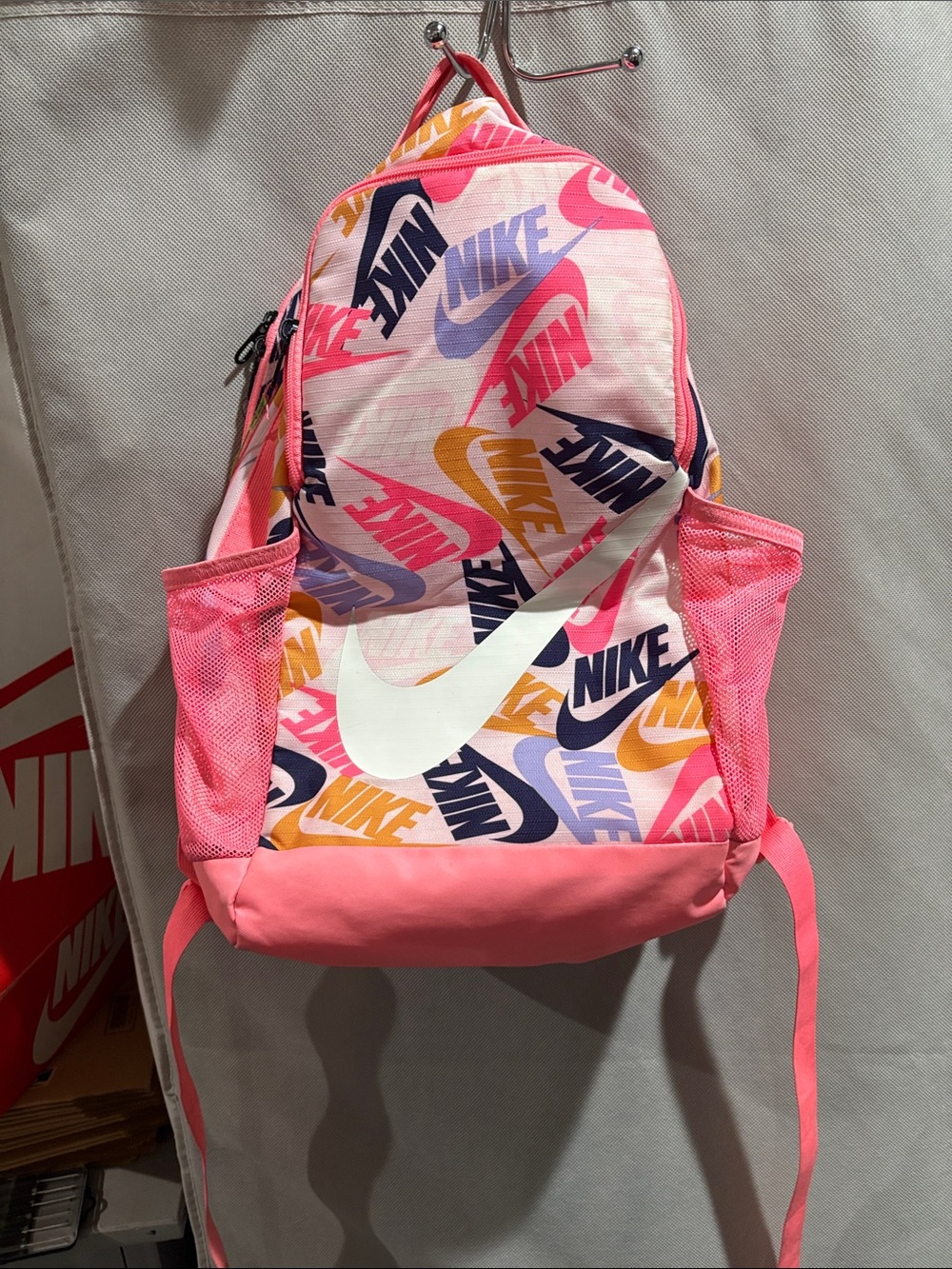 Nike Pink Multi-Logo Women's Backpack with White Swoosh